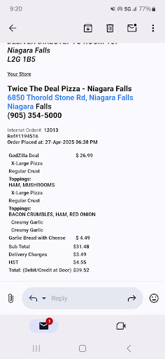Photo of Twice The Deal Pizza - 6850 Thorold Stone Rd, Niagara Falls, ON L2J 1B4